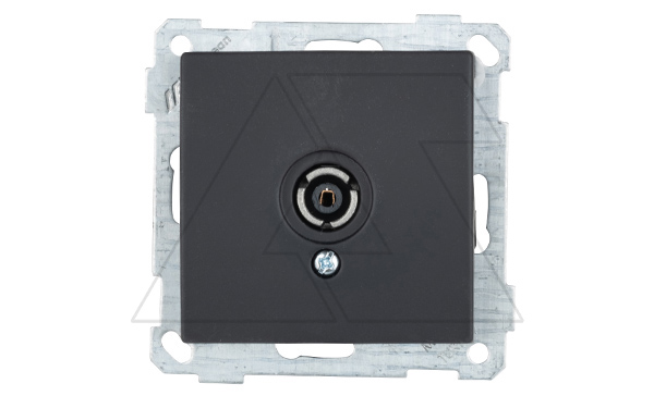 21 - Розетка TV, проходная, черный мат