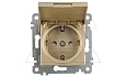 Rita - Розетка 2P+E, с крышкой, защ. шторки, золото доре от интернет-магазина amperkin.by