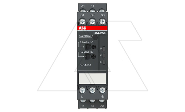 Реле контроля изоляции CM-IWS.2S, 24...240VAC/DC 0...400VAC 1...100kOm 10µF сброс тест память 1CO (3A-AC15) LED 22.5mm