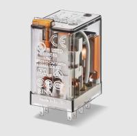 Миниатюрное универсальное реле 55.32.9.024.0094, 2CO, 10A(250VAC), 24VDC, установка в розетку, кнопка тест, LED, диод(DC, полярность+для A1/13)