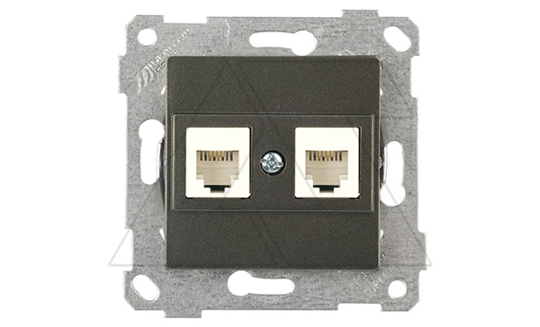 Rita - Розетка 2хRJ-45 кат. 5e UTP, дымчатый
