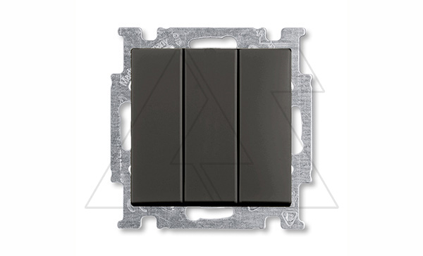 Basic 55 - Выключатель трехклавишный (шато-черный)