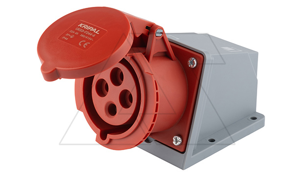 Разъем пром. силовой CEE настенный угловой, гнездо, 32A, 3P+E 6h, 380_415VAC 50/60Hz, IP44, серия Hexie