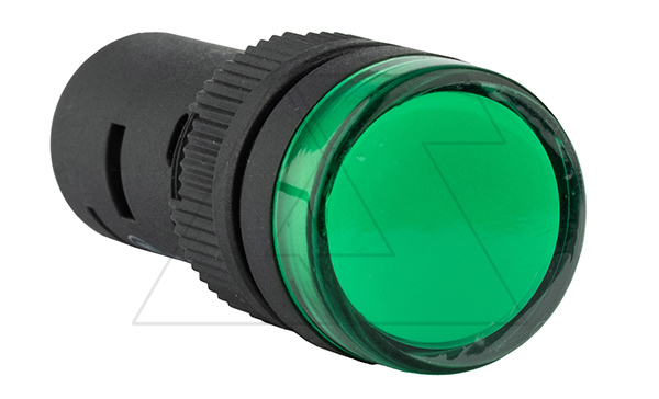 Индикатор светодиодный моноблочный AD16-16C, зеленый, LED 24VAC/DC, 16mm, IP50