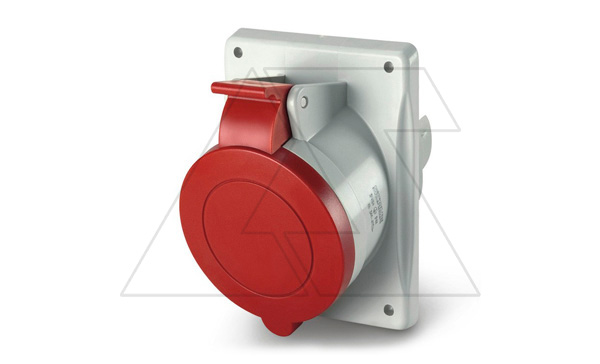 Разъем пром. силовой CEE встраиваемый наклонный, гнездо, 16A, 3P+E 6h, 380_415VAC 50/60Hz, уст. 70x87mm, IP44/IP54, серия OPTIMA