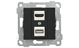 Rita - Розетка HDMI + USB Type A, для передачи данных, черный мат от интернет-магазина amperkin.by
