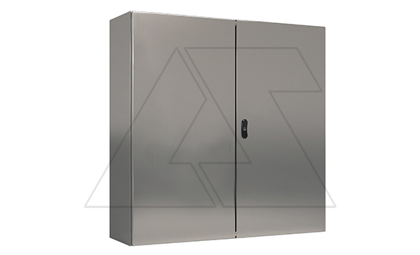 Щит ECOR моноблочный 800x1000x300мм (ВxШxГ) из нерж. стали навесной с монт. панелью  двудверный, 2 язычковых замка,  дно глухое, IP55