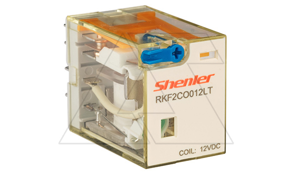 Реле RKF2CO012LT ,2CO, 12A, (250VAC/30VDC), 12VDC, мех. индикация, тест-кнопка с блокировкой, LED