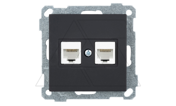 21 - Розетка телефонная 2хRJ-12, черный мат
