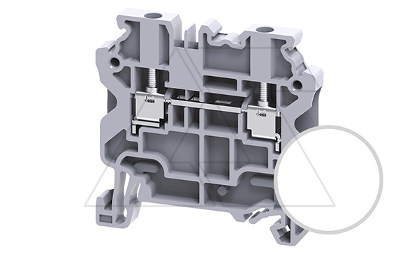 Клемма проходная CY2.5W /5x50mm, винтовая, 2 присоед., 2,5(max 4)mm2, 24A, 1000V, белая