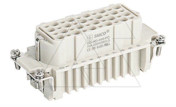 Корпус вставки контактной, размер H16B, тип гнездо, 40P+PE, 10A, 250V, обжимной контакт