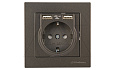 Rita - Розетка 2P+E, с 2xUSB Type A 2,4A (однопостовой монтаж в комплекте с рамкой), дымчатый от интернет-магазина amperkin.by