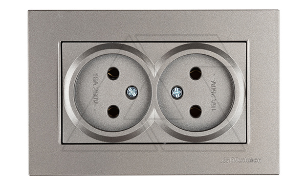 Rita - Розетка двойная 2x2P, (в комплекте с рамкой), антрацит