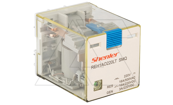 Реле REH1AO220LTSMQ, 1NO, 16A(400VAC)/ 10A(220VDC), 220VDC(0,65Un) RZA, тест-кнопка, LED, магнит