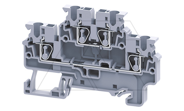 Клемма двухъярусная CXDL2.5 /5x72,7mm, пружинная, 4 присоед., 2,5(max 4)mm2, 24A, 1000V, серая