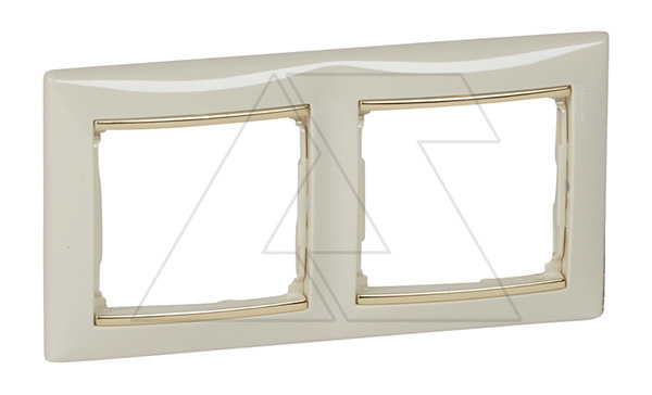 Valena - Рамка 2 поста верт/гориз, слоновая кость/золото