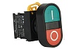 Кнопка двойная PB3E, красный/зеленый,  1NO+1NC, 6A 230VAC/24VDC, без подсветки, 22mm, IP65 от интернет-магазина amperkin.by
