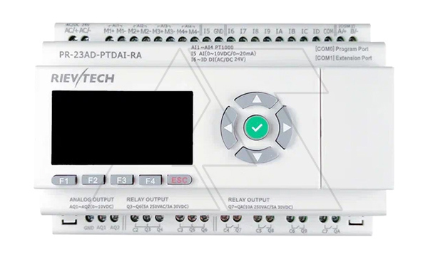 Программируемый логический контроллер PR-23AD-PTDAI-RAI, 12_24VDC, 4xPt1000, 8DI, 1AI(0..20mA/0..10VDC), 8RO, 2AO(0..10VDC), RTC, RS485, ЖКИ, HVAC Программируемый логический контроллер PR-23AD-PTDAI-RAI, 12_24VDC, 4xPt1000, 8DI, 1AI(0..20mA/0..10VDC), 8RO, 2AO(0..10VDC), RTC, RS485, ЖКИ, HVAC