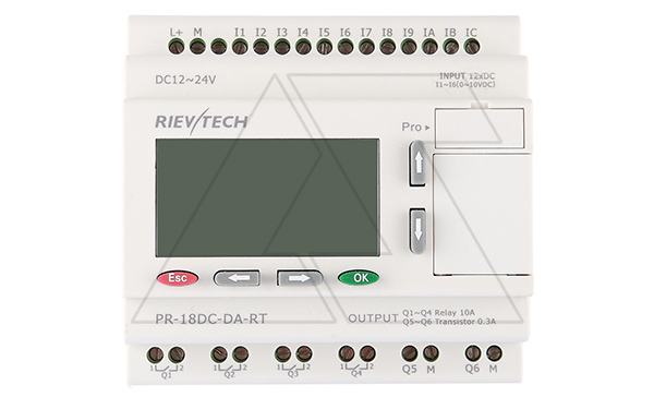 Программируемый логический контроллер PR-18DC-DA-RT, 12_24VDC, 12DI(6AI), 2TO, 4RO, RTC, RS232, ЖКИ Программируемый логический контроллер PR-18DC-DA-RT, 12_24VDC, 12DI(6AI), 2TO, 4RO, RTC, RS232, ЖКИ