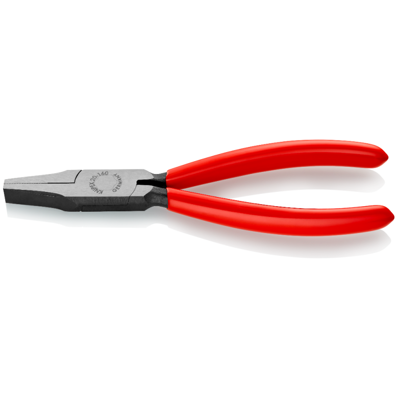 Плоскогубцы тупоносые, рифлённые губки 30, L-160 мм, чёрные, облив. рукоятки (KNIPEX)