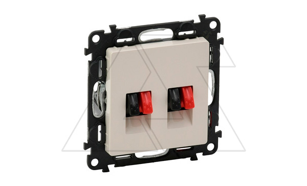 Valena Life - Розетка двойная для акустических систем с пружинными зажимами, сл.кость (инд.упак)