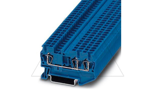 Клемма проходная ST 2,5-TWIN BU /5,2mm, пружинная, 3 присоед., 2,5(max 4)mm2, 24A, 800V, синяя
