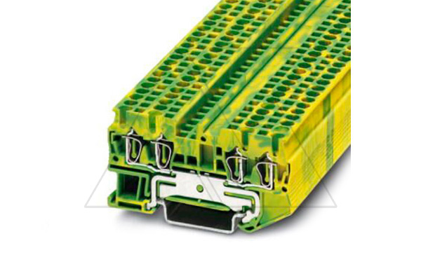 Клемма защитного проводника ST 2,5-QUATTRO-PE /5,2mm, пружинная, 4 присоед., 2,5(max 4)mm2, желто-зеленая