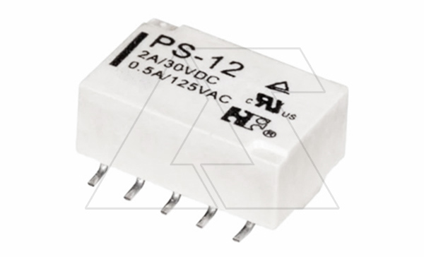 Реле PS-12, 2CO, 2A(30VDC)/0.5A(125VAC), AgPd/Au, 12VDC, SMD, для печатных плат, растр 2.54mm, IP67