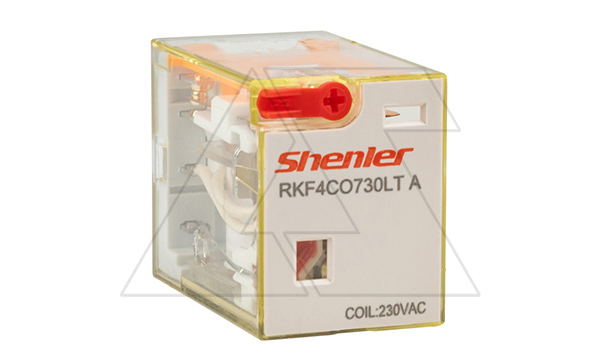 Реле RKF4CO730LTA, 4CO, 6A(250VAC/30VDC), 230VAC, AgSnO2/Au, мех. индикация, тест-кнопка с блокировкой, LED