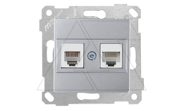 Rita - Розетка телефонная RJ-12+RJ-45 кат.5е, нерж. сталь