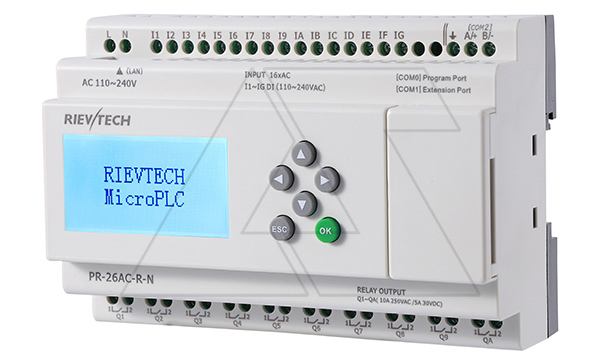 Программируемый логический контроллер PR-26AC-R-N, 110_240VAC, 16DI, 10 RO, RTC, SD, RS485, Ethernet, ЖКИ Программируемый логический контроллер PR-26AC-R-N, 110_240VAC, 16DI, 10 RO, RTC, SD, RS485, Ethernet, ЖКИ
