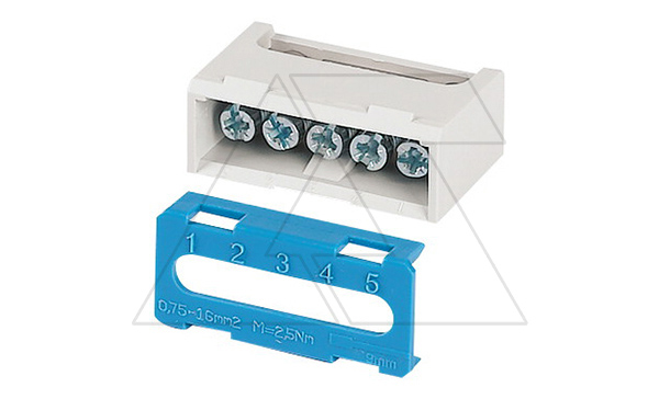 Колодка клеммная N-FI-KLV синяя, 2x0.75_25+2x0.75x10_16mm2, винтовой зажим, установка на боковую стенку щитов KLV