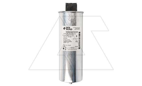 Конденсатор CSADG-0,44/12,5-UHD, трехфазный, 12.5kVAr(440VAC), 10kVAr(400VAC), система MKP, клеммник S=16mm², сверхтяжелый режим, IP20