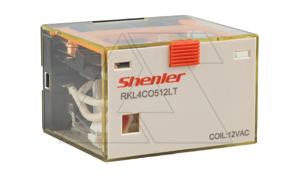 Реле RKL4CO512LT, 4CO, 10A(250VAC/30VDC), 12VAC, мех. индикация, тест-кнопка с блокировкой, LED