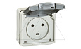 PLEXO - Розетка 2P+E, 20А, IP55, накладной монтаж, в сборе, серый от интернет-магазина amperkin.by