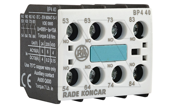 Блок-контакт вспом. BP4 40, 6A(230VAC), 4NO, фронт. монтаж, для CNN 9_70