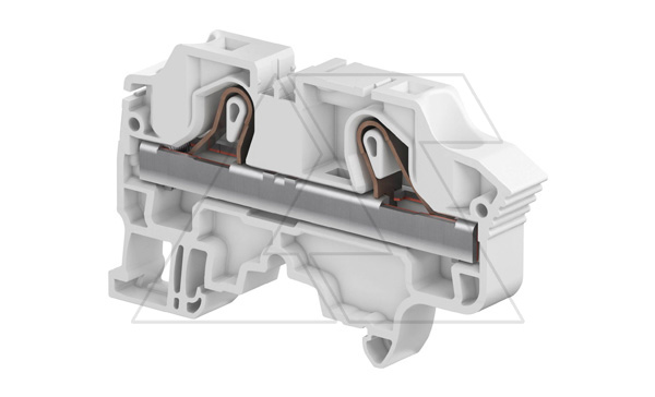 Клемма ZK10/10 пружинный зажим, 2 контакта, 57А, 1000В, серый