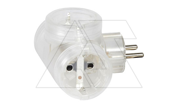 Блок многорозеточный 16А 3х2Р+Е нем.стд., гориз. подкл., пластик, прозрачный