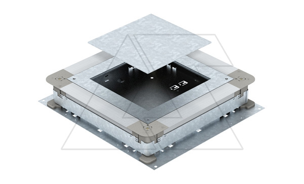 Основание UGD250-3 4 монтажное, с крышкой для лючков GES4, для стяжки h=70-125мм, конв. оцинк.