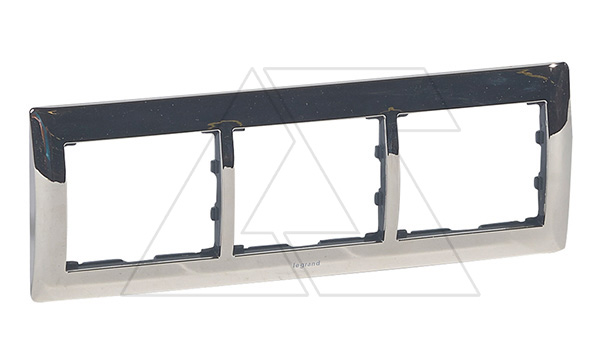 Galea Life - Рамка Metallic на 3 поста горизонтальная, Chrome