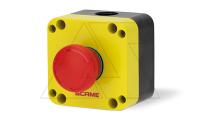 Кнопка аварийного останова, разблокировка поворотом, красная, 1NC, IP65, в желто-черном корпусе