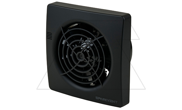 Вентилятор SM-100 TB, таймер отключения, черный, короткий патрубок 38мм, Ø100мм, вал на подшипниках, обратный клапан, 230В, 9,5Вт, 95м³/ч