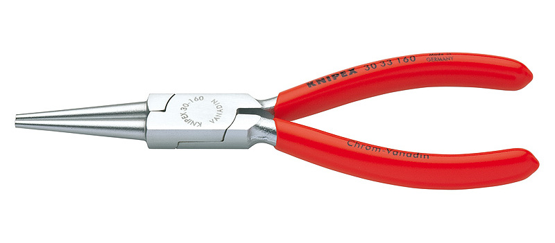 Круглогубцы, губки без насечек 41 мм, L-160 мм, хром., обливные рукоятки (KNIPEX)
