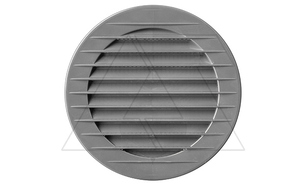 Решетка вентиляционная с сеткой круглая для отверстия Ø100мм, внешний Ø128мм, пластик, серый