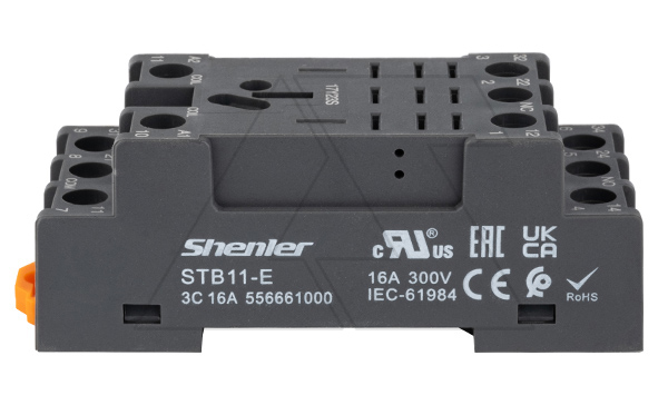 Цоколь STB11-E, 3CO, 16A(300V), винтовой зажим, черный, на рейку DIN35, для RKL3CO, 56.33, RPM3, LY3