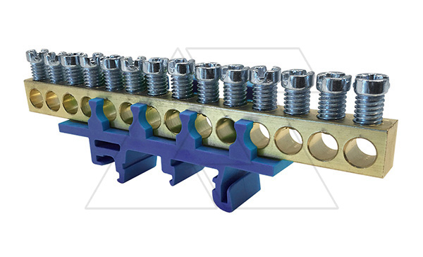 Клемма Morek для нейтрали N14  14x1,6_16mm² Cu, 63A, 690V, синий, на DIN-рейку, IP00 (стикерованный)