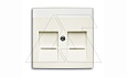 Basic 55 - Лицевая панель для двойной информационной розетки с полем для надписи (шале-белый) от интернет-магазина amperkin.by