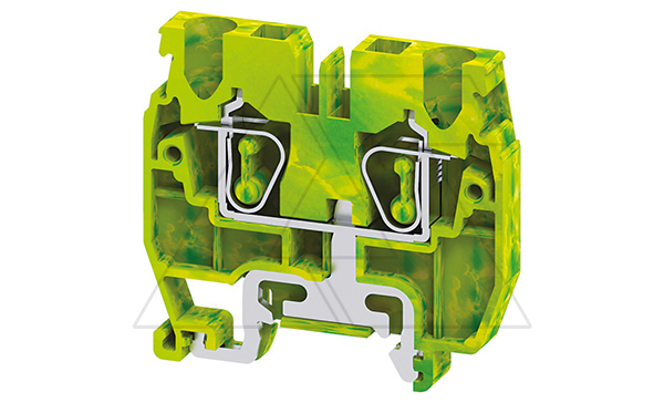Мини-клемма защитного проводника CXMG2.5 /5x37mm, DIN15, пружинная, 2 присоед., 2,5(max 4)mm2, желто-зеленая