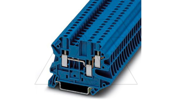 Клемма проходная UT 2,5-TWIN BU /5,2mm, винтовая, 3 присоед., 2,5(max 4)mm2, 24A, 500V, синяя