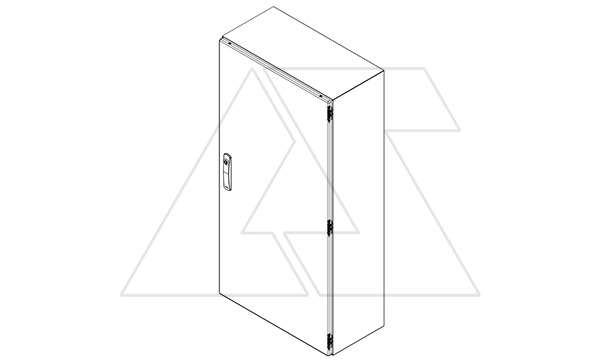 Щит DM моноблочный 1200x800x300мм (ВхШхГ) навесной с монт. панелью, 1 глухая дверь, ригельный замок, 3 петли, RAL7035, IP66